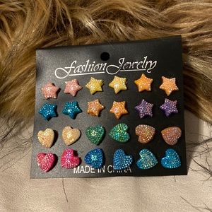 FASHION JEWELRY 12 pairs of earrings (stars,hearts) #158